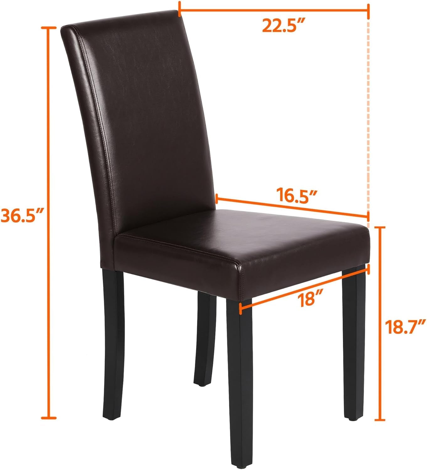 Dining Chairs Set of 4 PU Leather Dining Room Chairs with Waterproof Surface and Wood Legs for Kitchen Restaurant and Living Room, Dark Brown-2