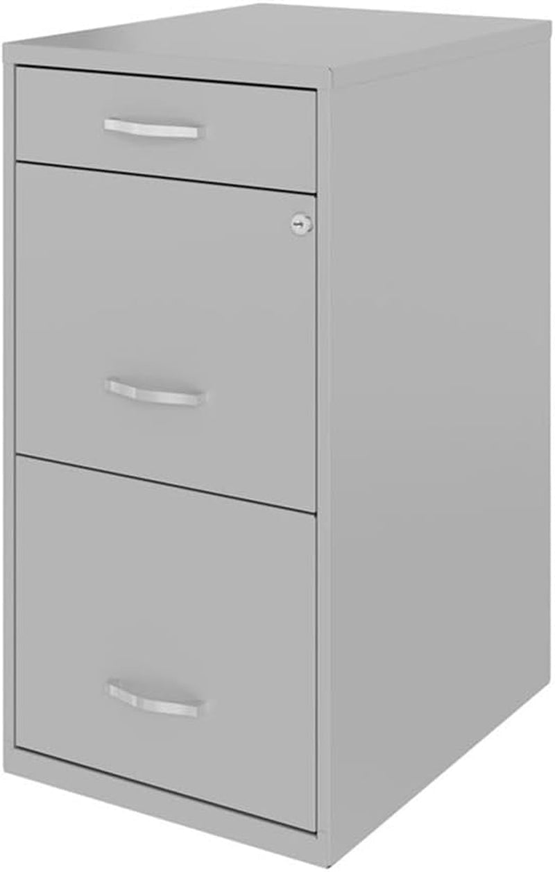 Space Solutions 18In Deep 3 Drawer Metal File Cabinet Arctic Silver, Letter Size, Fully Assembled-3