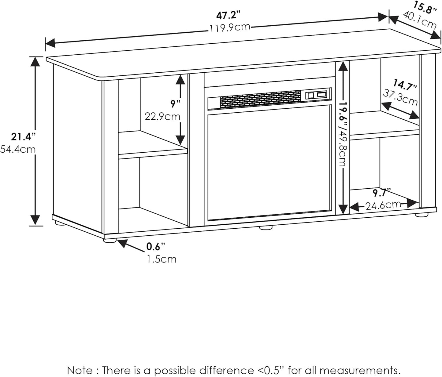 Jensen Entertainment Center TV Stand with Fireplace for TV up to 55 Inch, Flagstaff Oak-2
