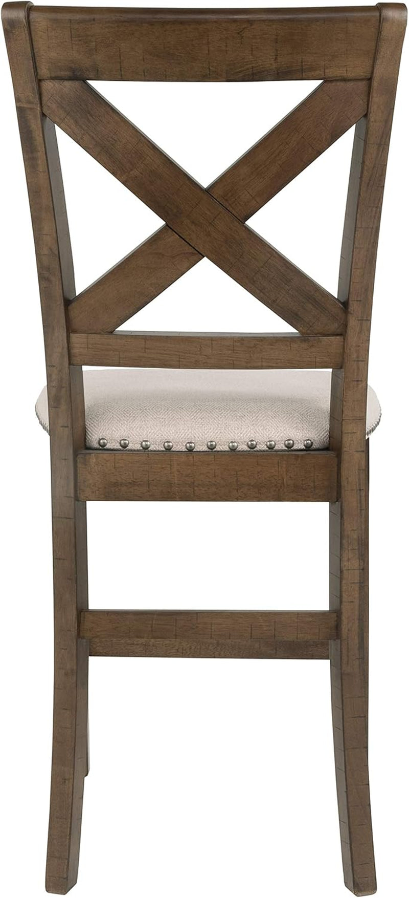 Moriville Rustic Farmhouse 24.5" Upholstered Barstool, 2 Count, Beige & Brown-4