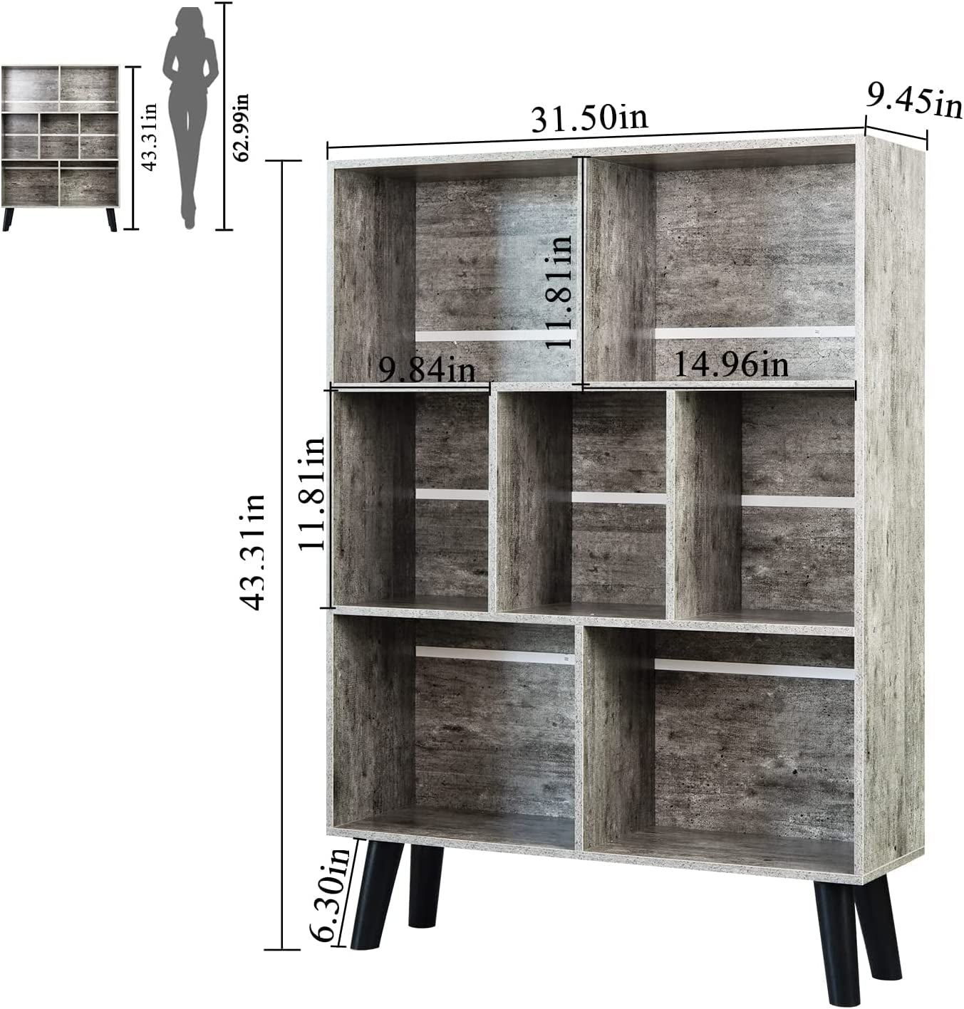 Modern Grey Bookshelf for Small Spaces-2