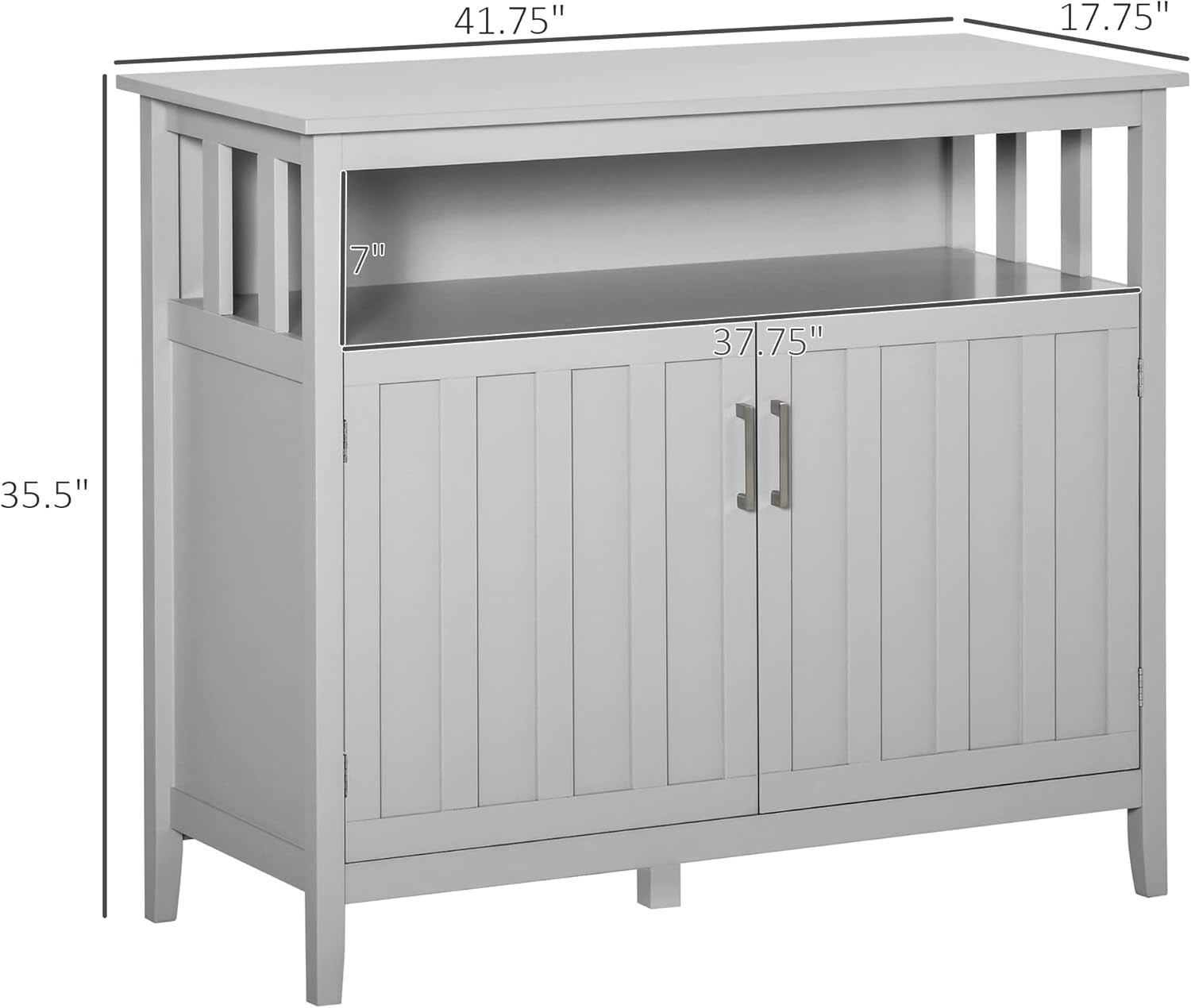 Gray 2-Door Buffet Cabinet Kitchen Coffee Bar-2