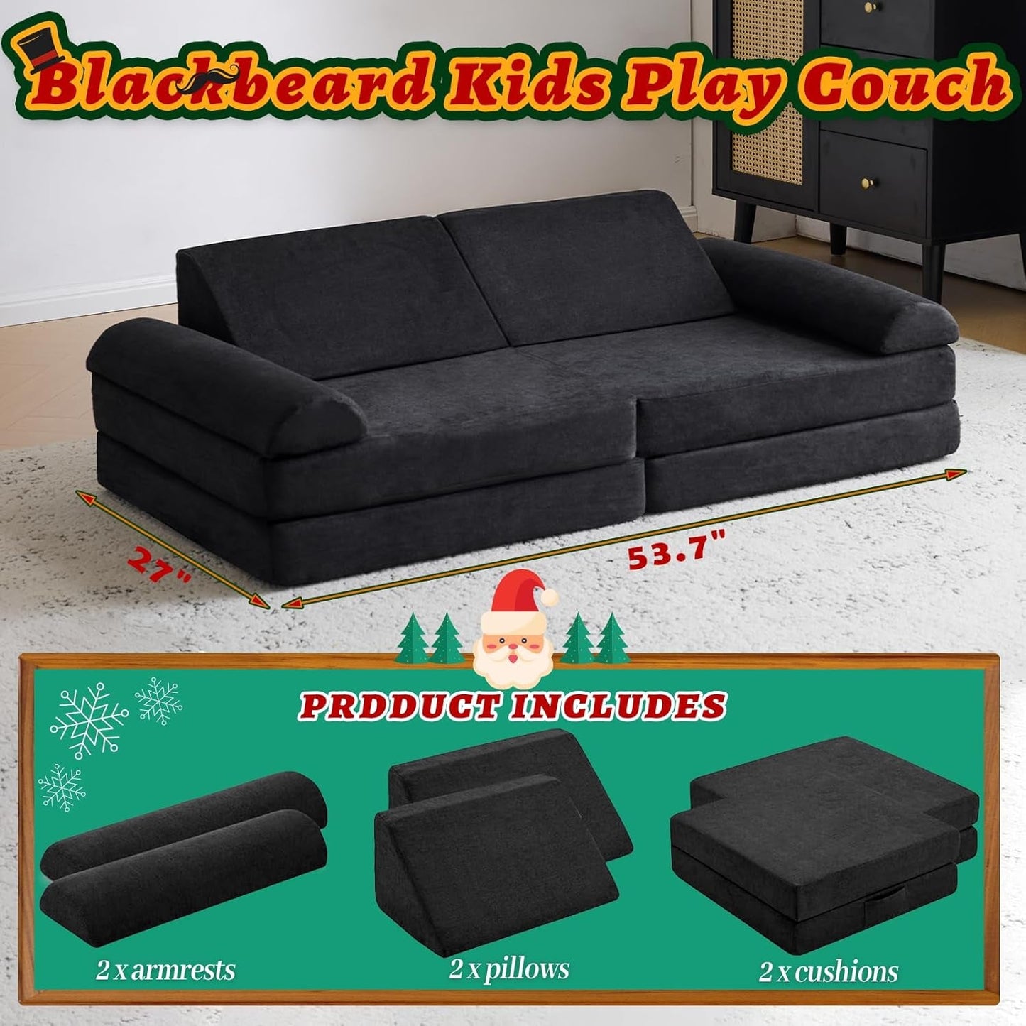 2024 Kids Large Play Couch Modular Foam Sofa-2