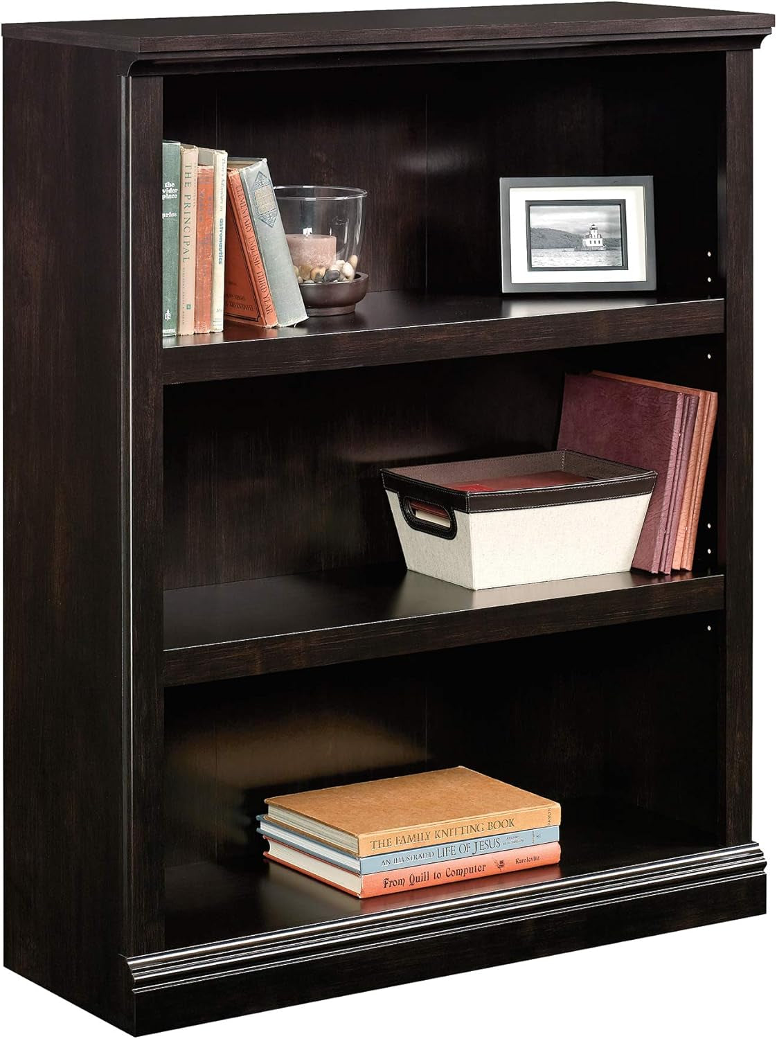 3 Tier Book Shelf Wooden Bookcase Multipurpose Bookshelf for Home Office, Living Room, in Estate Black-3