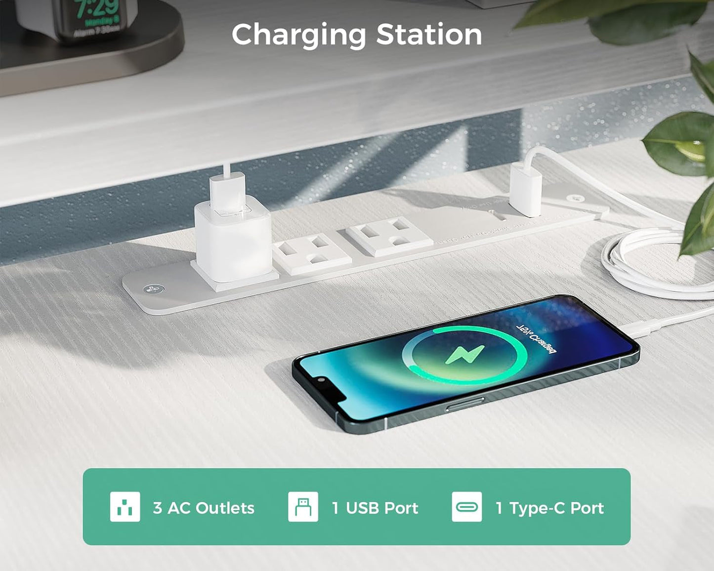 Electric L-Shaped Standing Desk, 59 Inch Height Adjustable Office Desk with Monitor Stand, Sit-Stand Desk with Power Outlets, Large Lift Table for Home, Office, Workstation, White-4