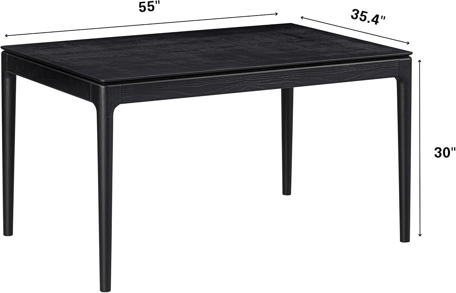 Mingle 55 Inch Modern Design, Rectangular Dinner Table for Dining Room, Living Room Furniture, Effortless Assembly, Burnt Black-1
