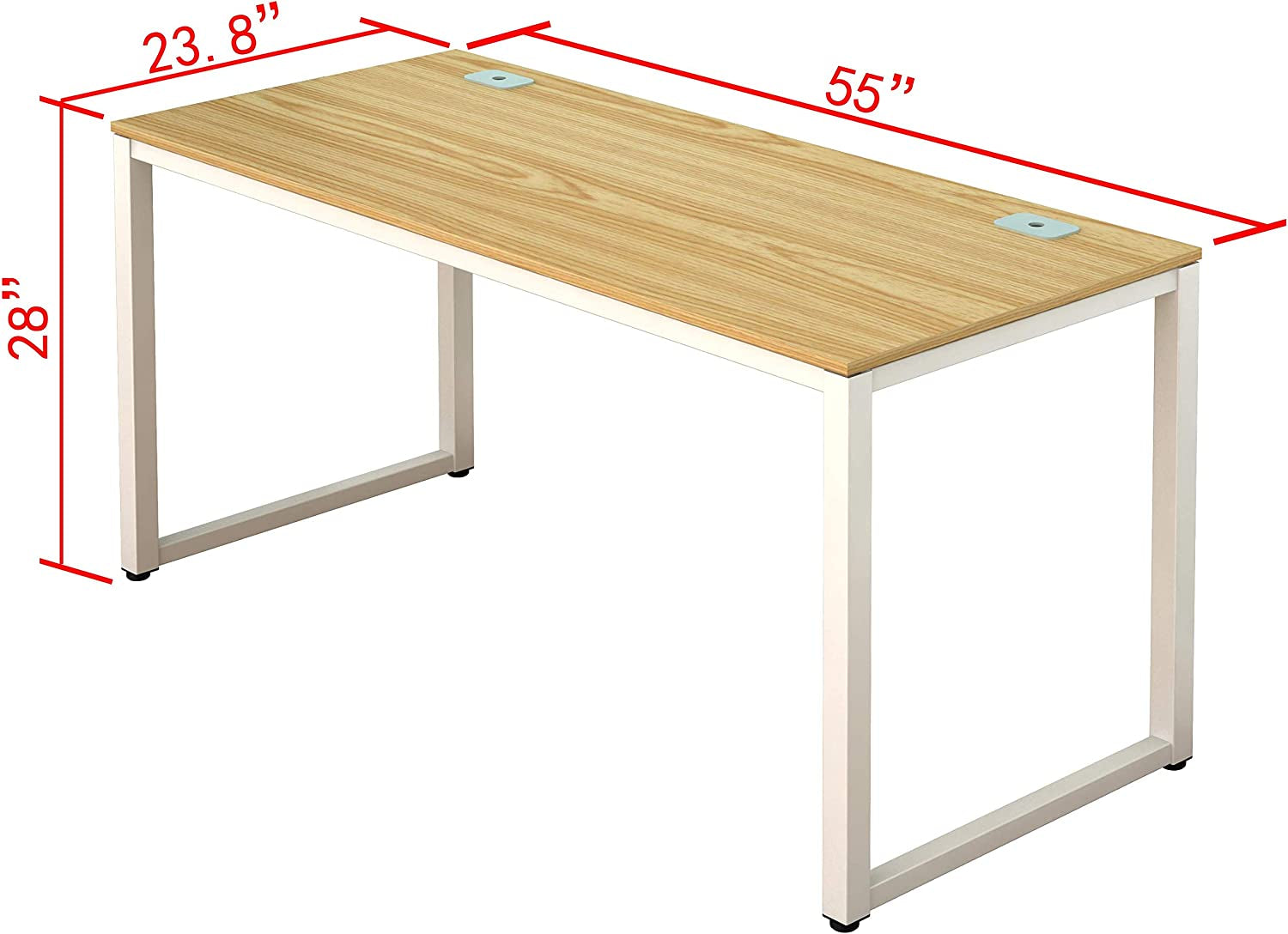 White Frame Oak Top 55-Inch Desk-3