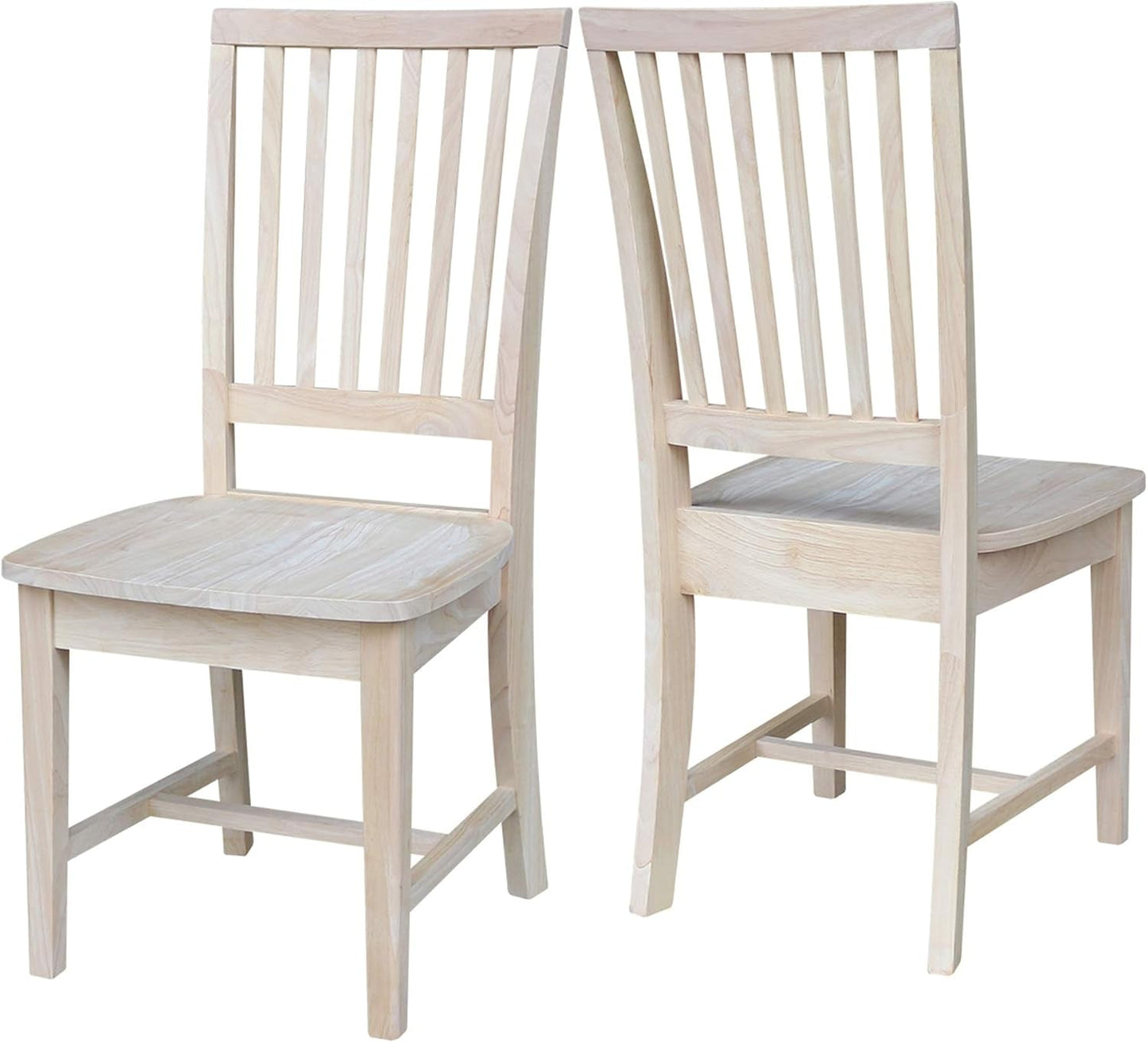 Set of 2 Mission Side Chairs 39.2"H, Solid Parawood Kitchen Dining Furniture, Stylish Comfortable Chairs for Dining Room, Paint or Stain to Match Your Decor, Unfinished-0