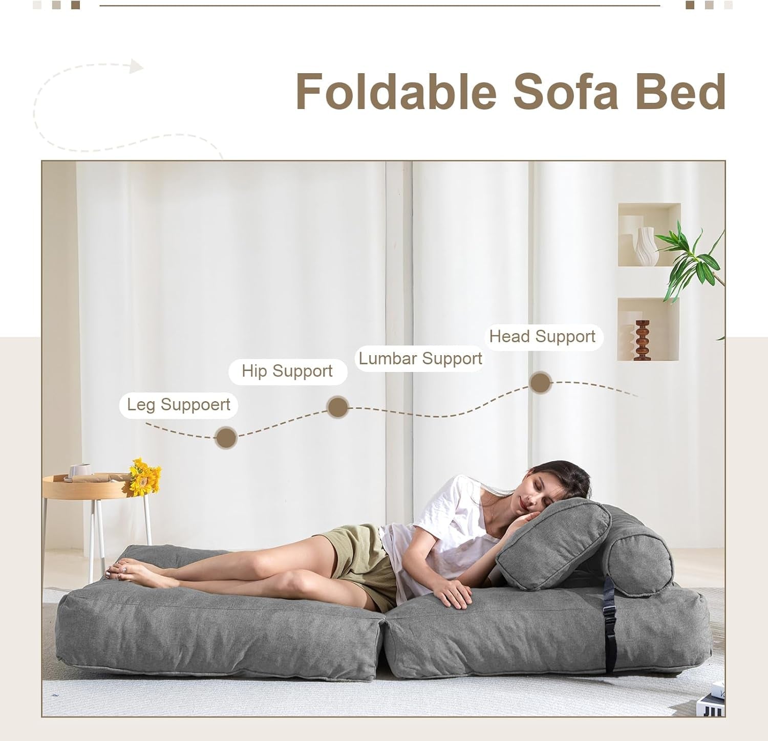 Portable Folding Couch Bed with Pillow-3