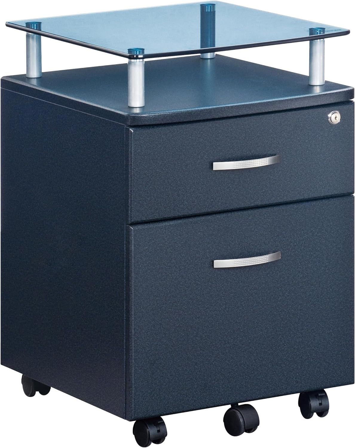 Rolling File Cabinet with Glass Top, Graphite-4