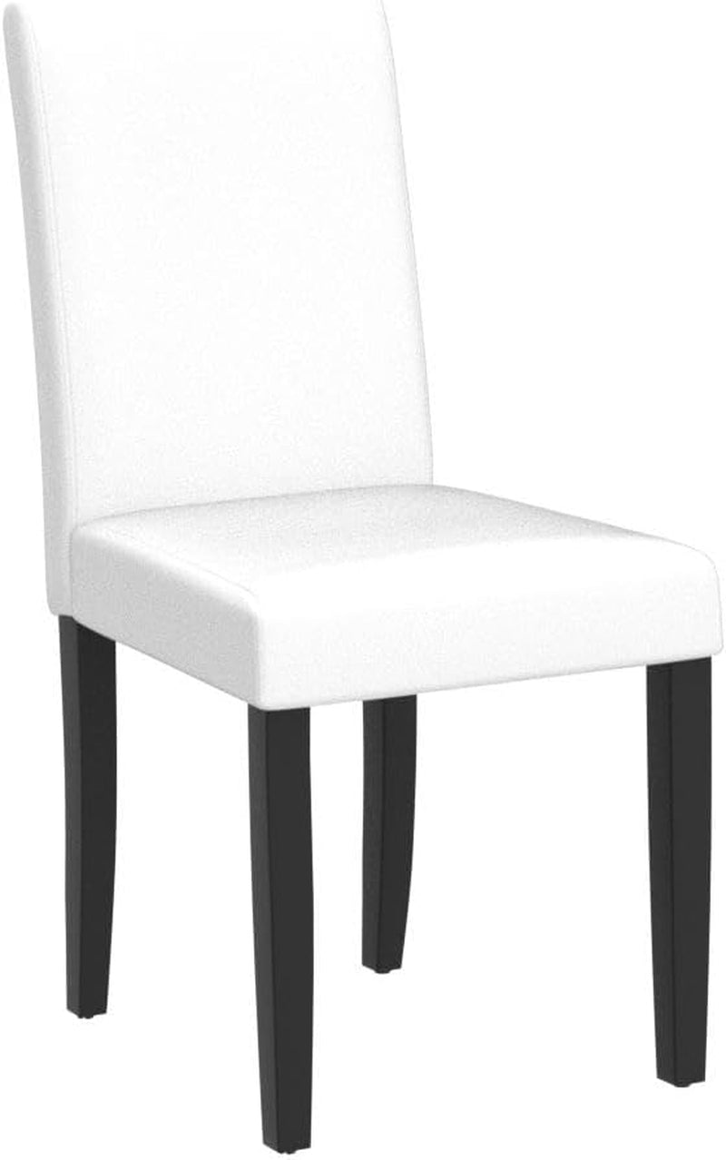 Dining Chair Set of 4 Faux Leather Parson Chair Modern Kitchen Living Room Side Chair Upholstered Padded Armless Chair with Solid Wood Legs, White-3