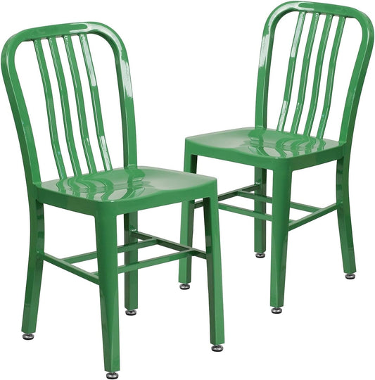 Gael Commercial Grade 2 Pack Green Metal Indoor-Outdoor Chair-0
