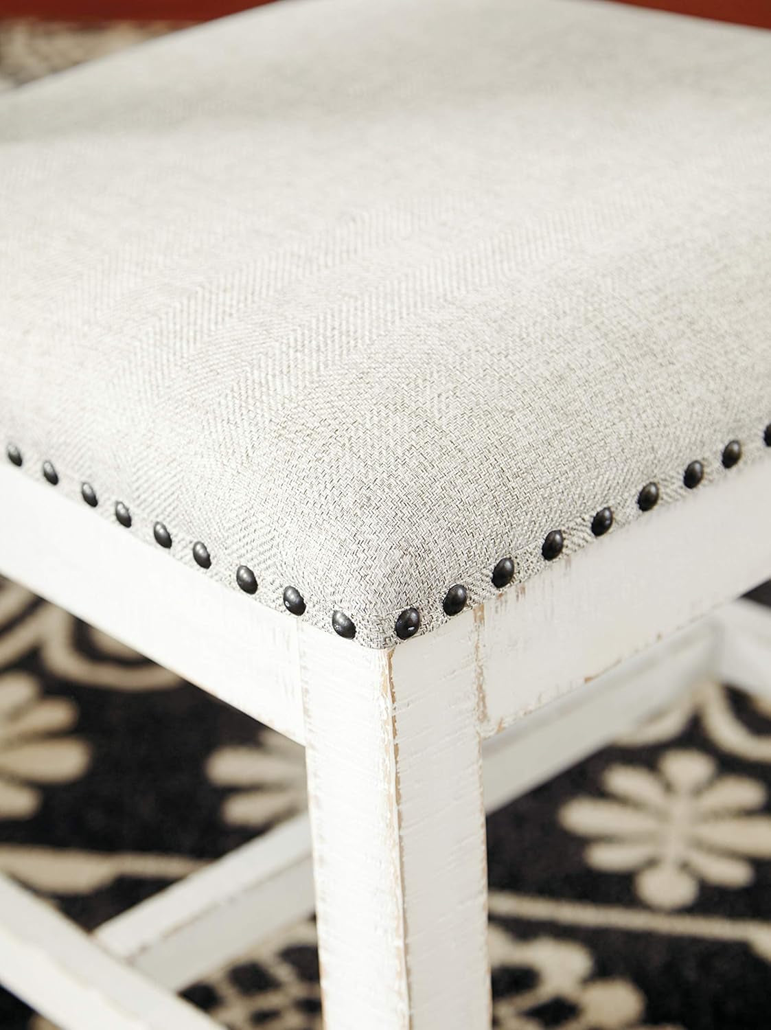 Valebeck Vintage Farmhouse Cushioned Dining Chair, 2 Count, Whitewash-2