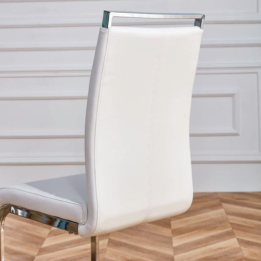 Dining Chairs Set of 4 with Faux Leather Padded Seat High Back and Sturdy Chrome Legs-1