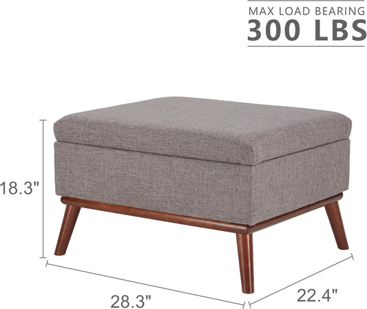 65" W Loveseat Sofa with Ottoman Coffee Table, Mid Century Modern Decor Love Seat Couches and Ottoman with Storage for Living Room, Button Tufted Upholstered Love Seats Furniture Set, Grey-1