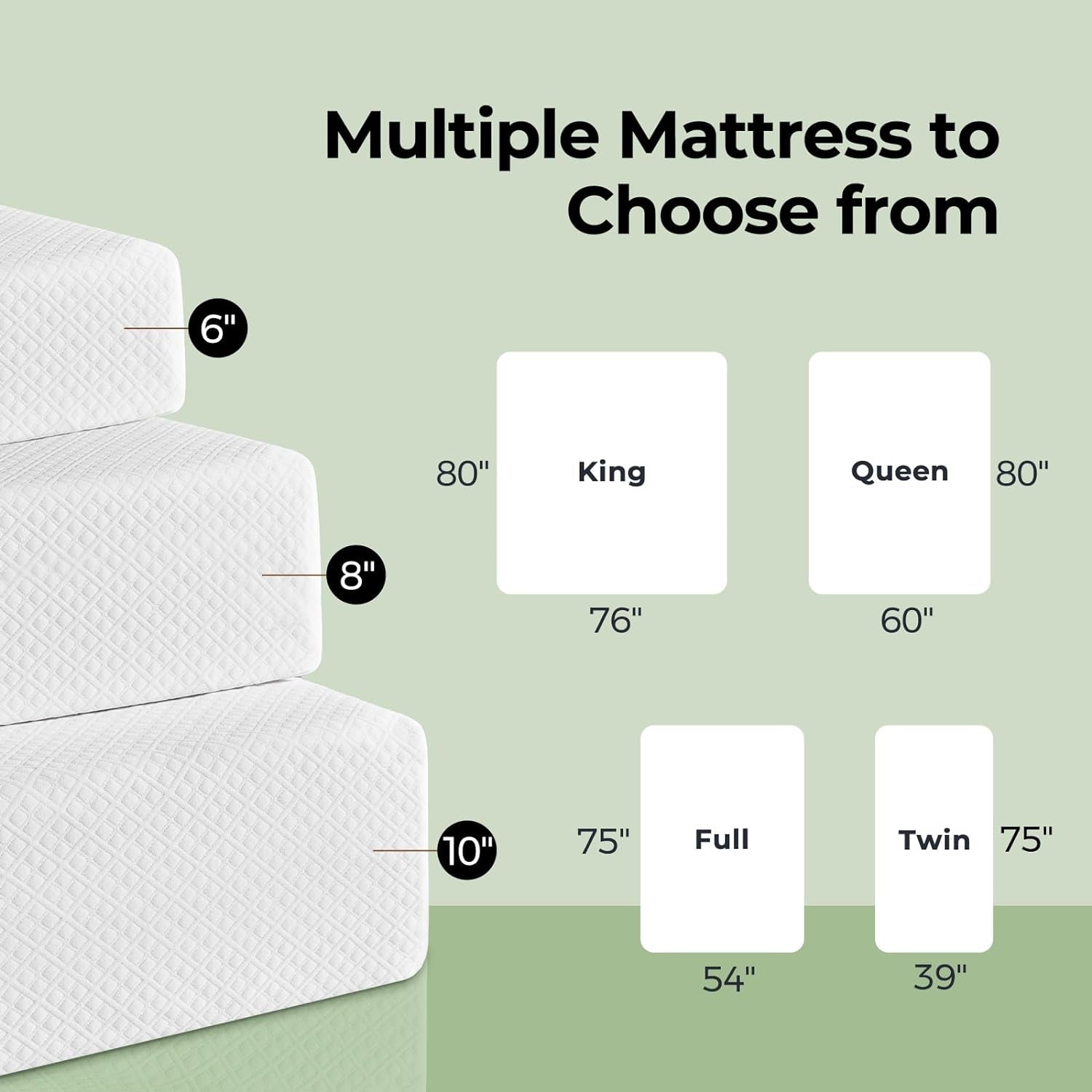 Twin Gel Memory Foam Mattress Fiberglass-Free, Breathable, 6"-2