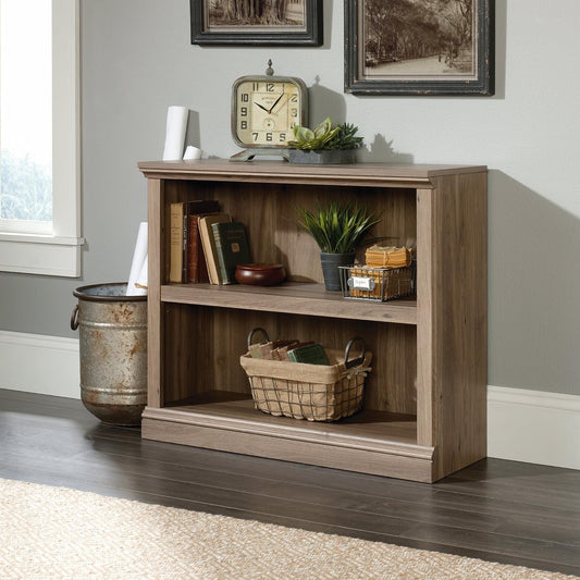 2 Tier Book Shelf Wooden Bookcase Multipurpose Bookshelf for Home Office, Living Room, in Salt Oak-1