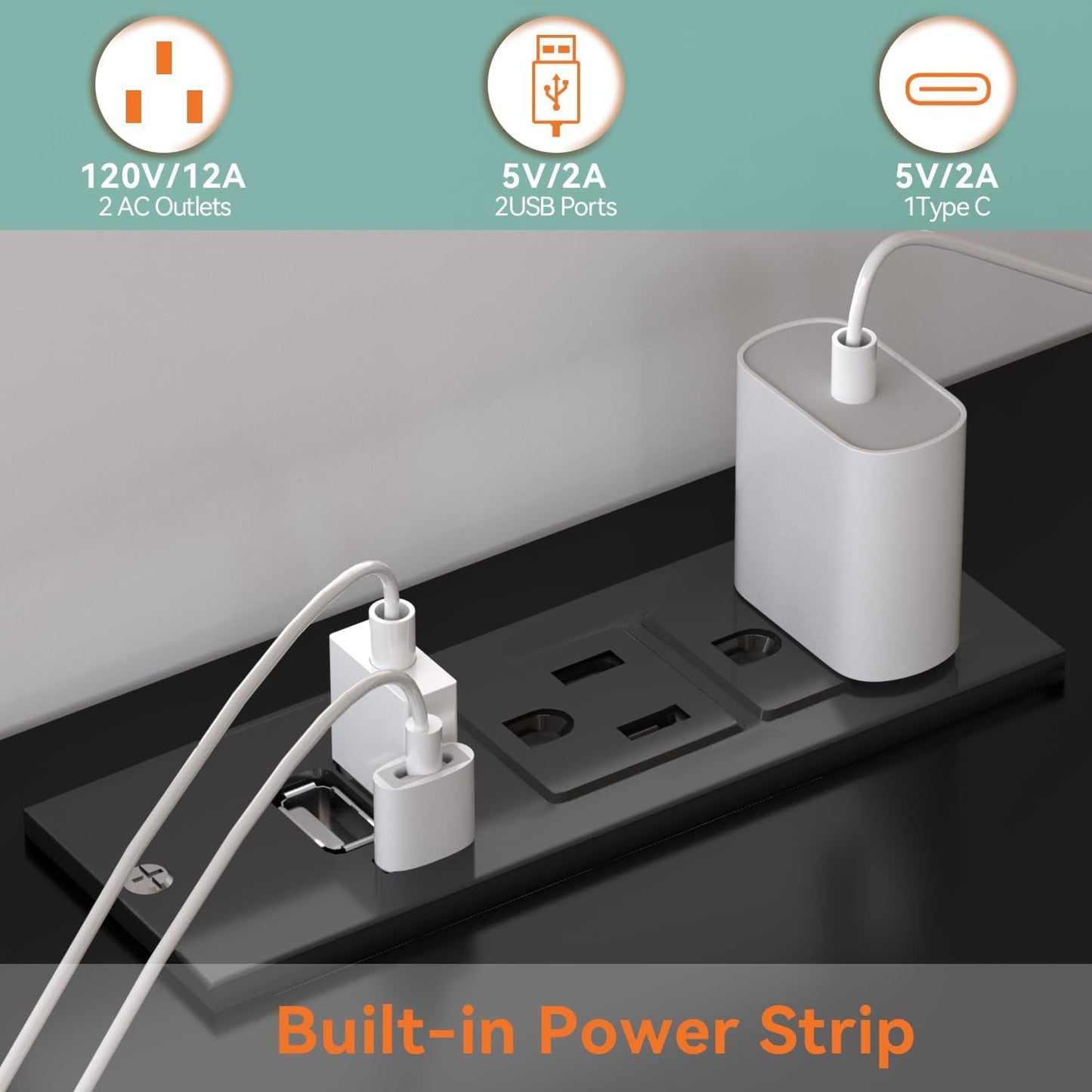 Dresser with Power Outlets and LED Lights Wooden 6 Drawer Dresser with Large Organizer Tall Black Dresser for Bedroom Chest of Drawers Closet Modern Dresser for Living Room Kids Room-3