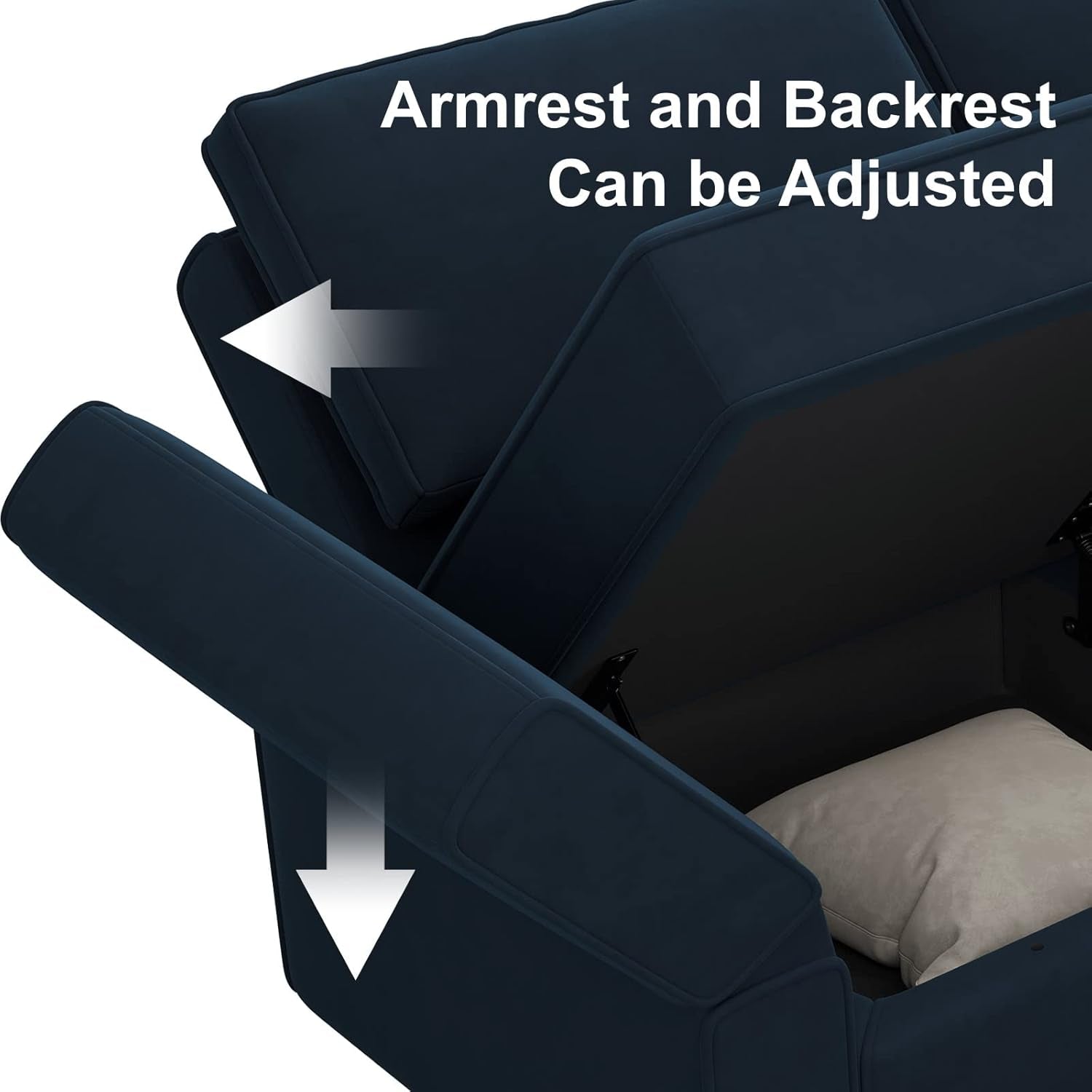 Modular Velvet Living Room Sofa Set 3 Seat Sofa Loveseat and Chair Set with Storage Seats Modular Living Room Furniture Set Blue-3