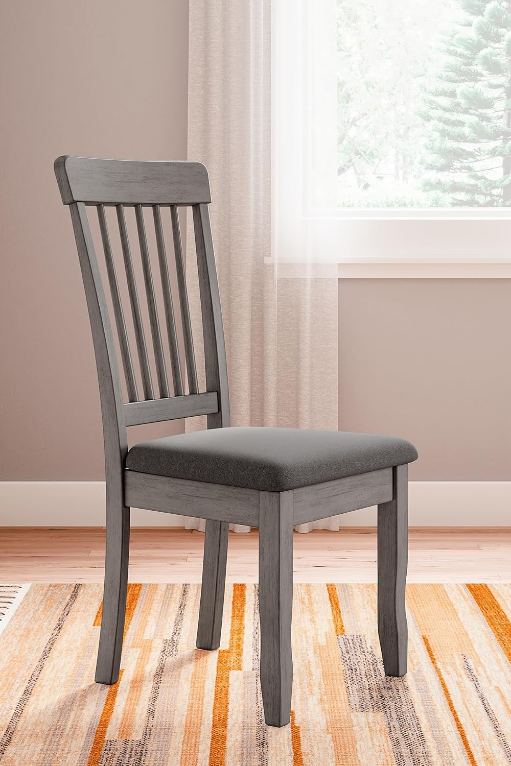 Shullden Casual Dining Room Side Chair with Spindle Back, 2 Count, Gray-1