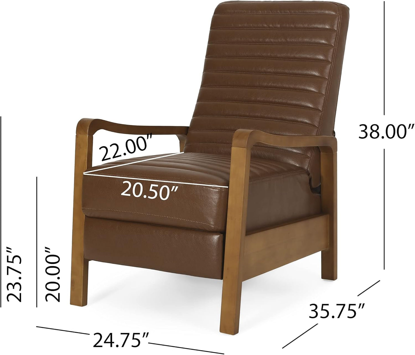 Recliner Chair, Club Recliner, Reclining Sofa, Upholsterd Armchair, Recliner Chair with Adjustable Stitching Backrest, Reading Chair for Living Room, Home Rest, Brown-1