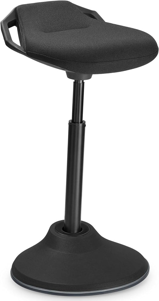 Standing Desk Chair, Adjustable Ergonomic Standing Stool, 23.6-33.3 Inches, Swivel Sitting Balance Chair, Fabric Upholstery, Anti-Slip Bottom Pad, Ink Black UOSC02BK-0