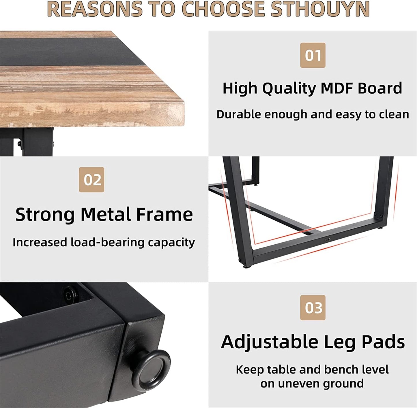 Large 6-8 Seat Farmhouse Modern Kitchen Dining Table-4