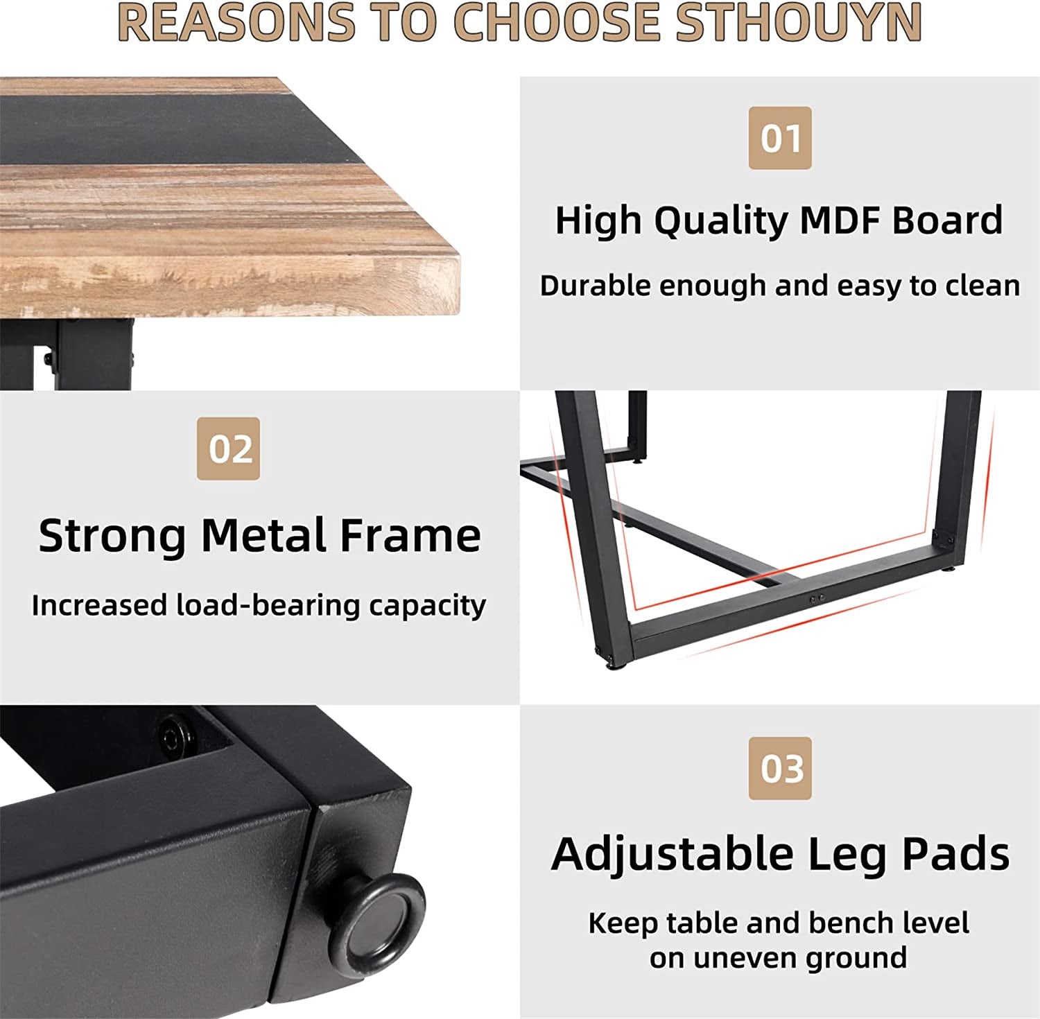 Large 6-8 Seat Farmhouse Modern Kitchen Dining Table-4