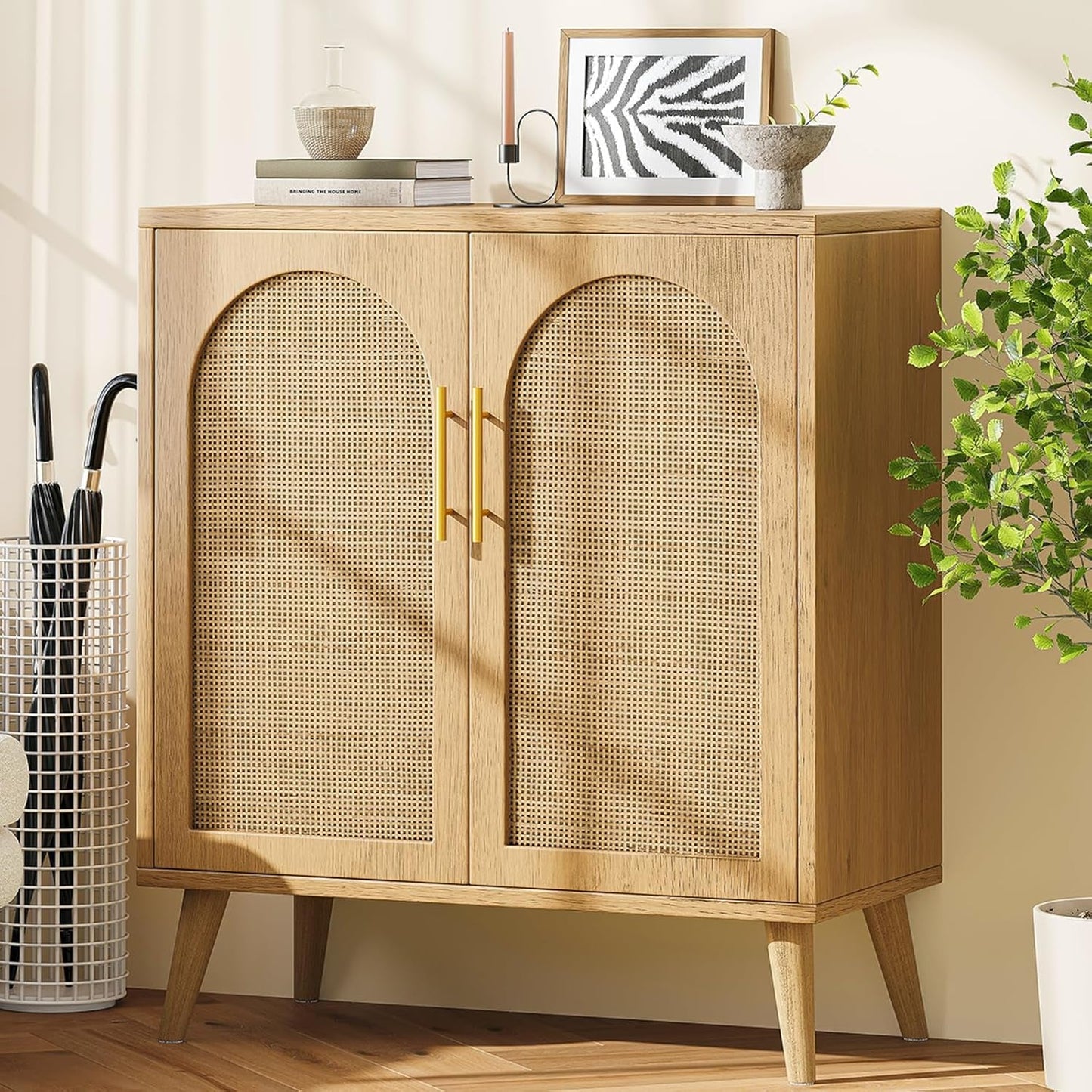 Natural Rattan Door Sideboard Buffet Cabinet-4