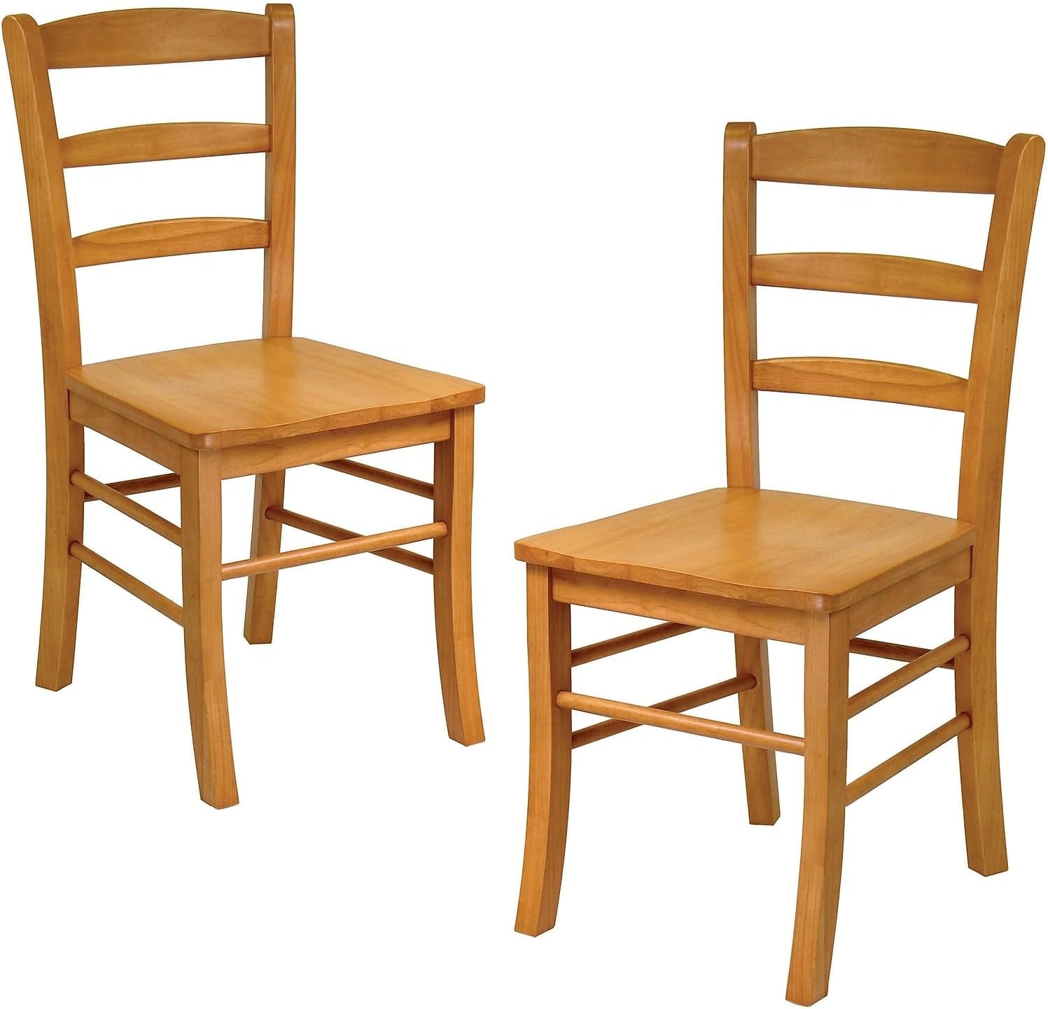 Wood Ladder Back Chair, Light Oak, 2 Pieces (34232), FURNITURE-0