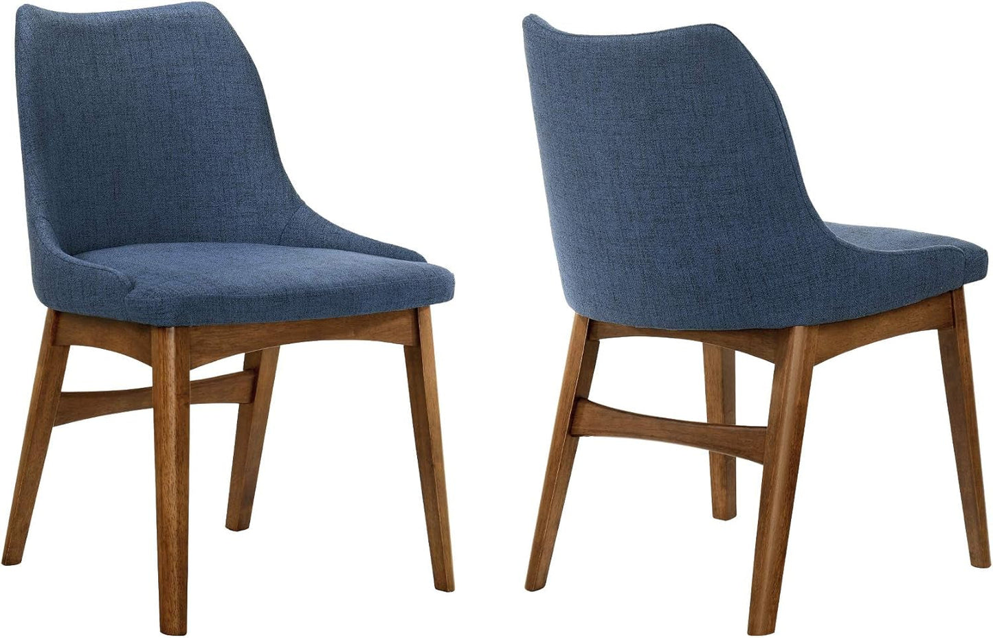 Azalea Blue Fabric and Walnut Wood Dining Side Chairs - Set of 2-1