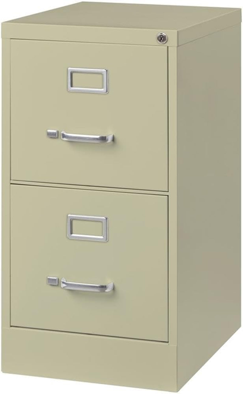 2 Drawers 28.38" Vertical Beige Metal Filing Cabinet Lockable Pre-Assembled Stationary Letter Size for Home, Office-2
