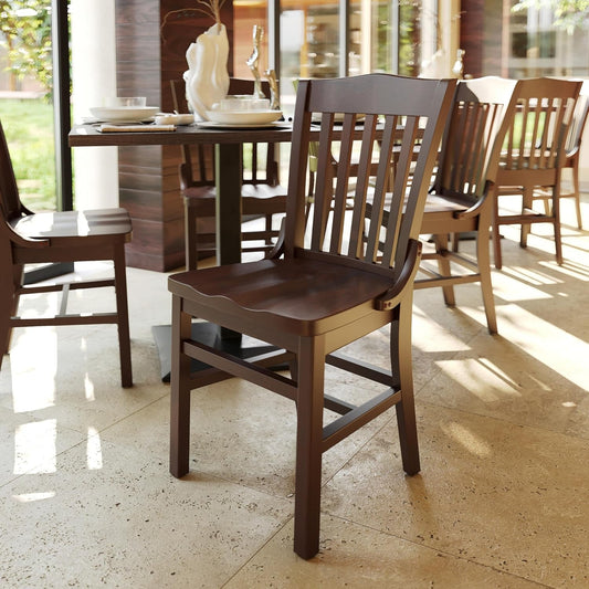 Hercules Series School House Back Mahogany Wood Dining Chair, Traditional Elegant Wood Restaurant Chair, Walnut Wood-1