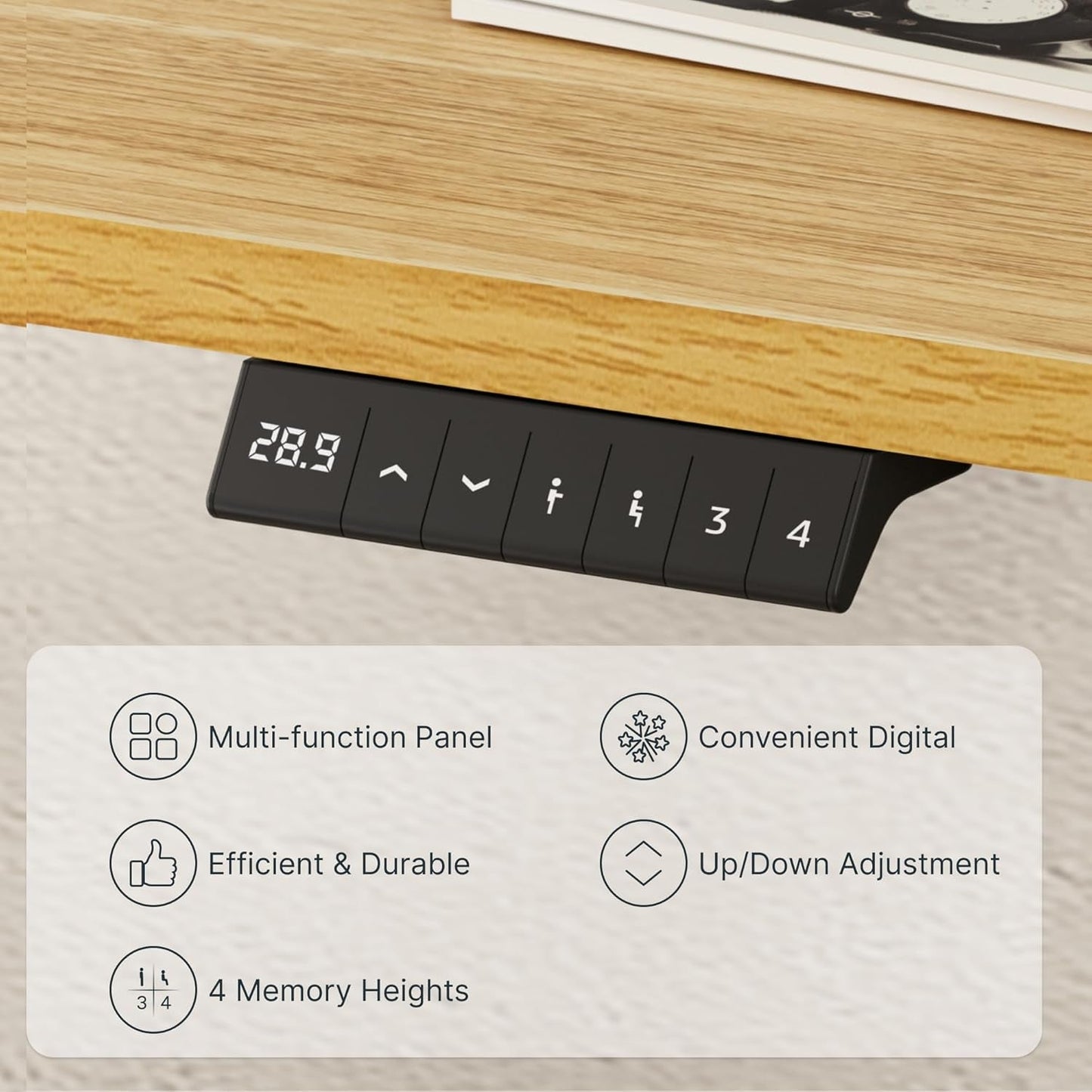 48" Maple Top White Frame Standing Desk-3