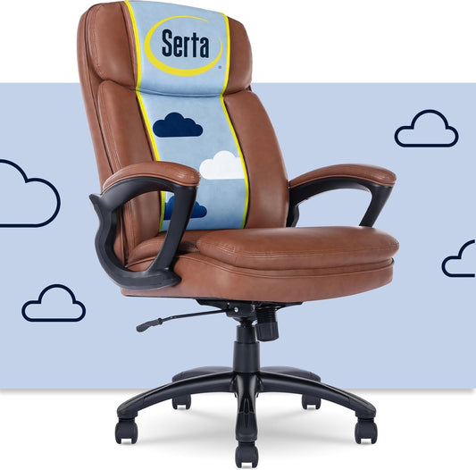 Fairbanks Big and Tall High Back Executive Office Chair, Ergonomic Gaming Computer Chair with Layered Body Pillows, Contoured Lumbar Zone, Cognac-0