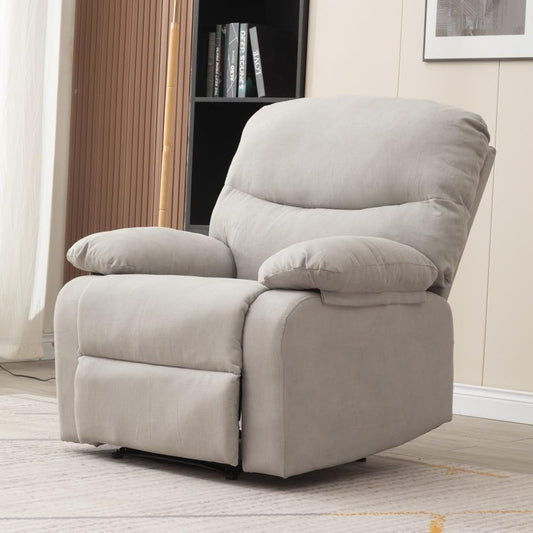 Recliner Armchair with Reclining Function, Upholstered Padded Single Sofa Seat, Home Office Living Room Lounge Chairs for Reading Resting Sleeping (Light Gray Linen Fabric)-0