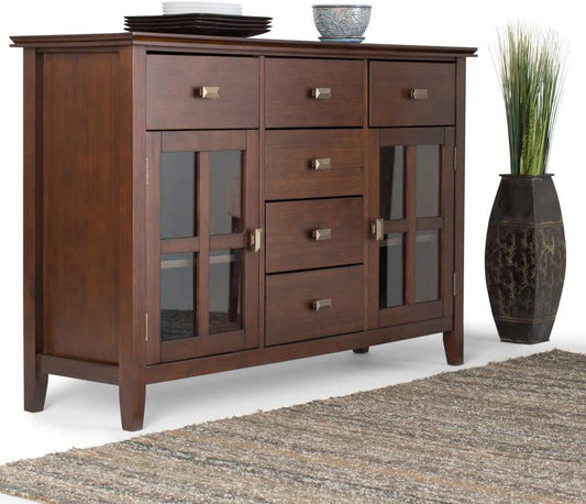Contemporary Russet Brown Pine Wood Sideboard Buffet-0