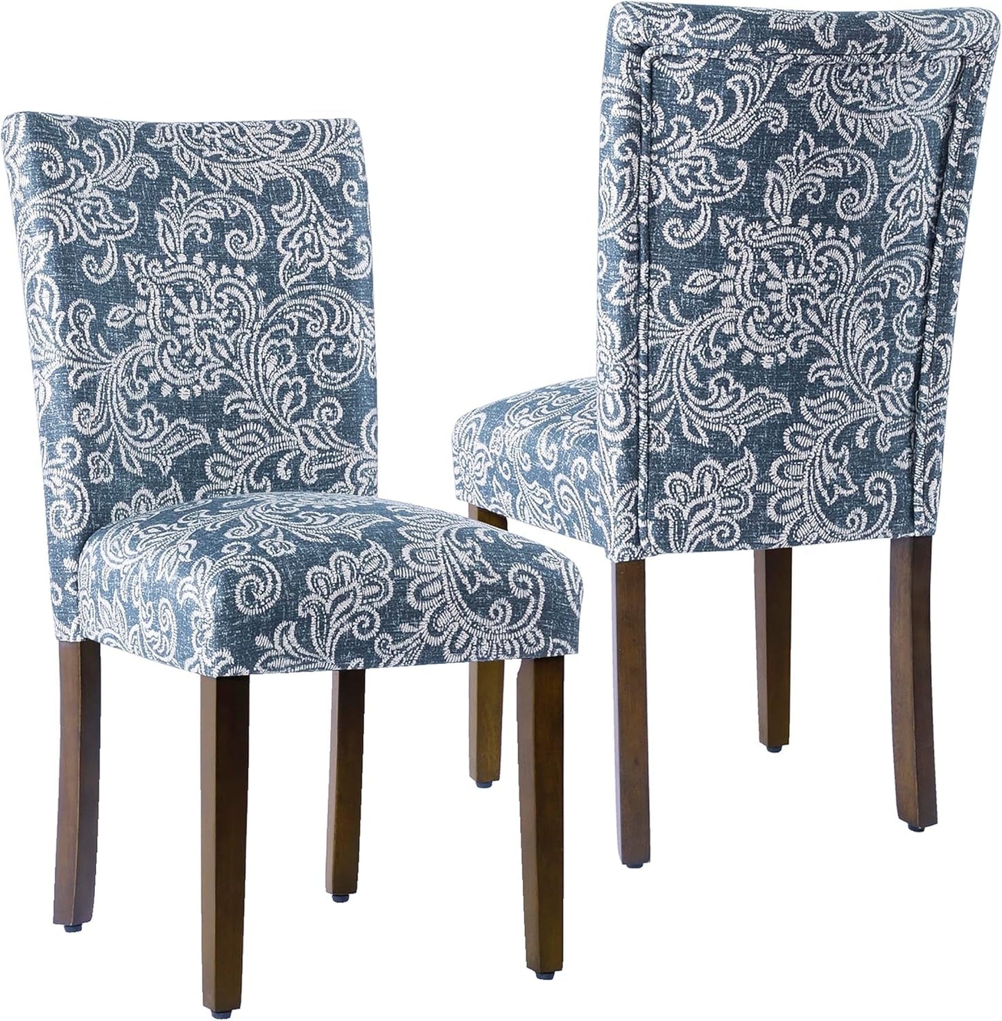 Classic Parsons Dining Chair -Denim Jacobean Print (Set of 2)-0