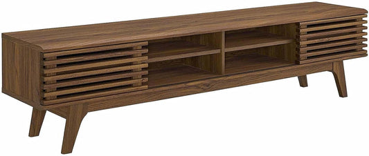 Render 70" Mid-Century Modern Low Profile Media Console TV Stand, 70 Inch, Walnut Walnut-0