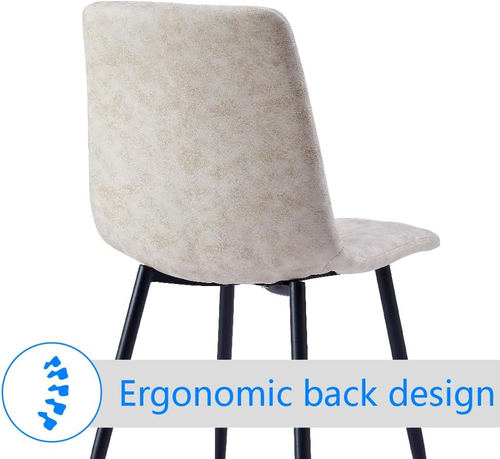 4 Set of Dining Chairs, Metal Frame Dining Chair for Kitchen Room,Technology Cloth Seat Chair for Living Room, Bedroom(Beige)-3