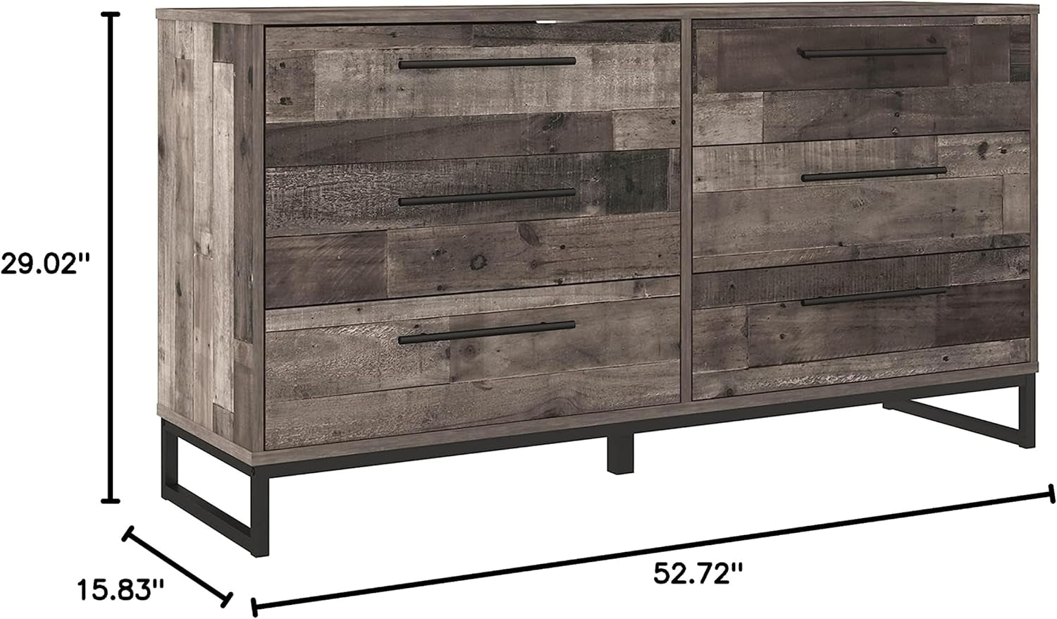 Neilsville Industrial Butcher Block Style Dresser, Natural Pallet Brown,Grey-2