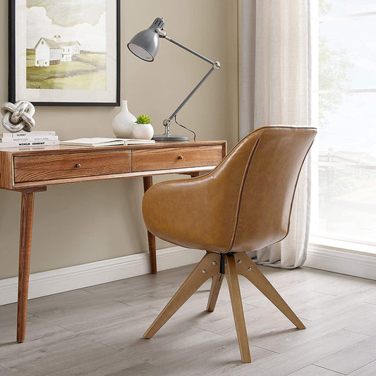 Beech Wood Swivel Chair for Small Spaces-0