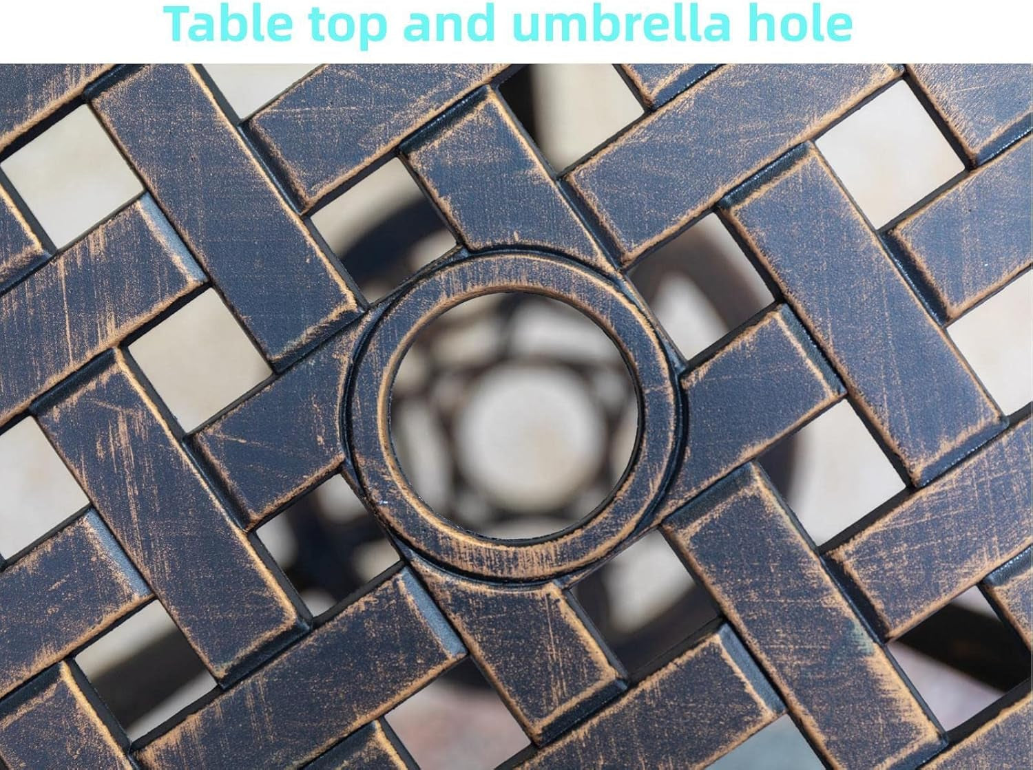 Bistro Set 3 Piece Rustproof Cast Aluminum Patio Furniture Sets round Table with Umbrella Hole for Outdoor, Patio, Balcony, Bronze-1