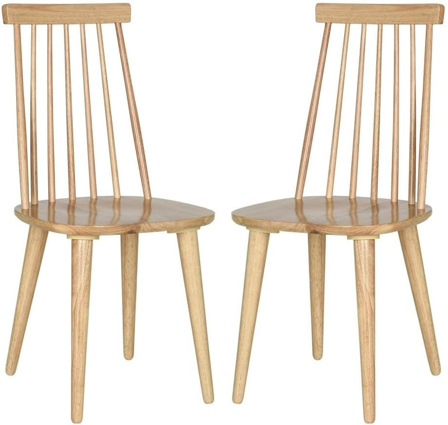 American Homes Collection Burris Country Farmhouse Natural Spindle Side Chair, Wood (Set of 2)-0