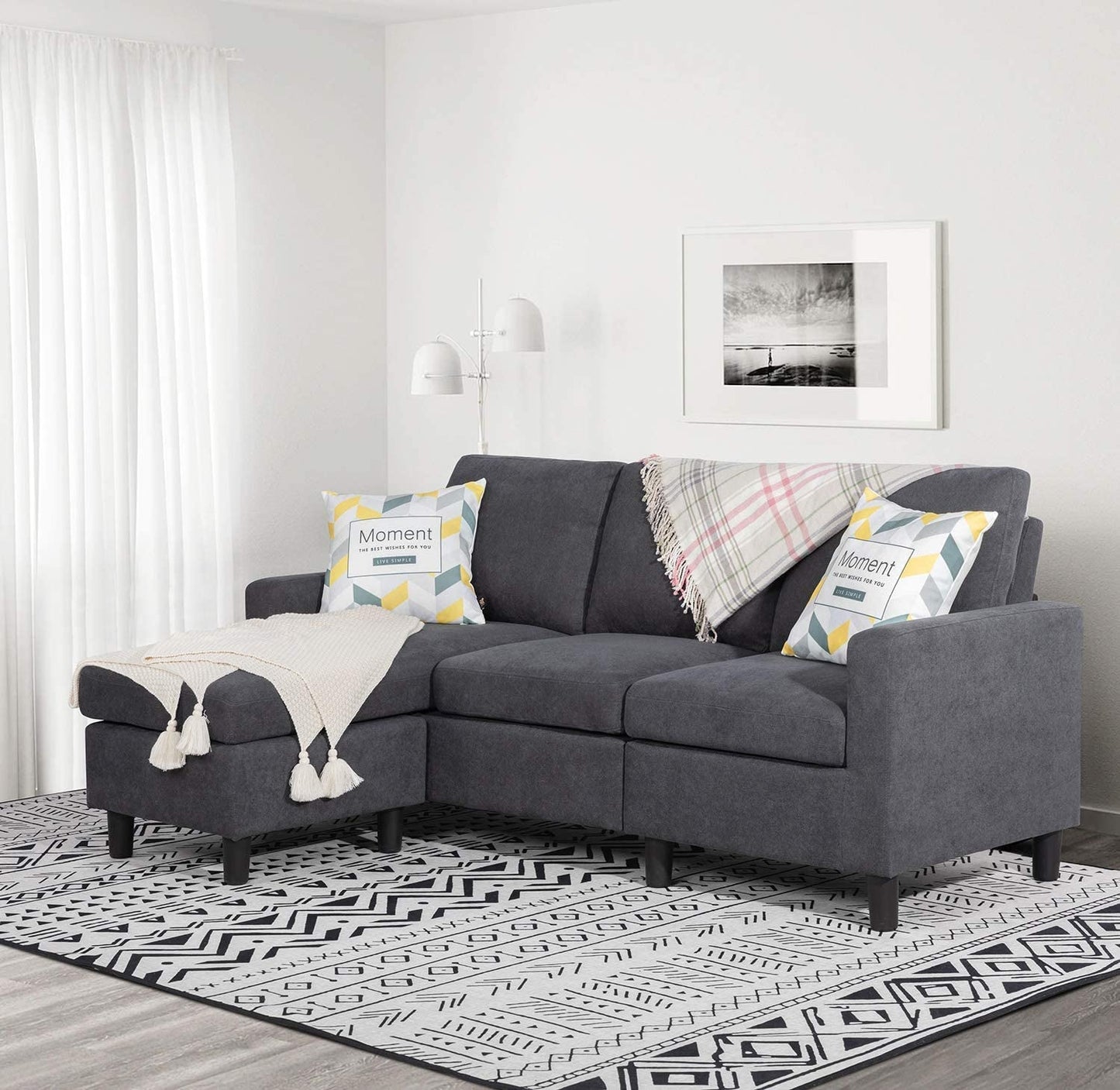 Linen L-Shaped Sectional Sofa-0