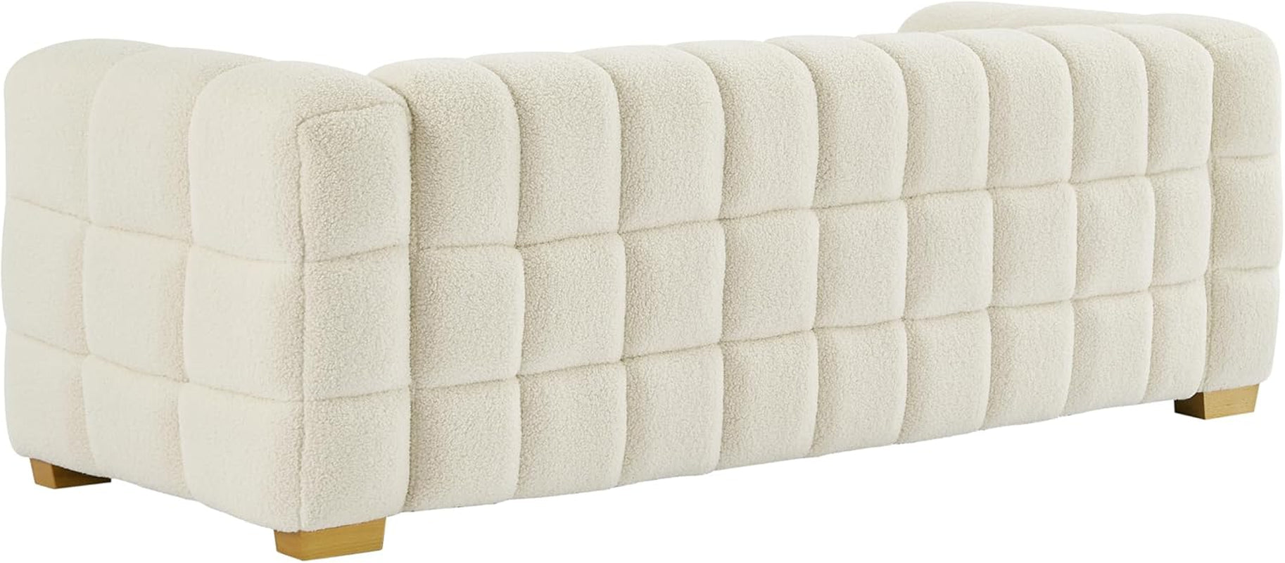 Teddy Fleece Boucle Upholstered Loveseat Sofa Couch, Minimalist Style Deep-Seat Cloud Modular Couch with Metal Golden Legs and Decor Pillows,3 Seater Oversized Love Seat for Living Room, Bedroom-4