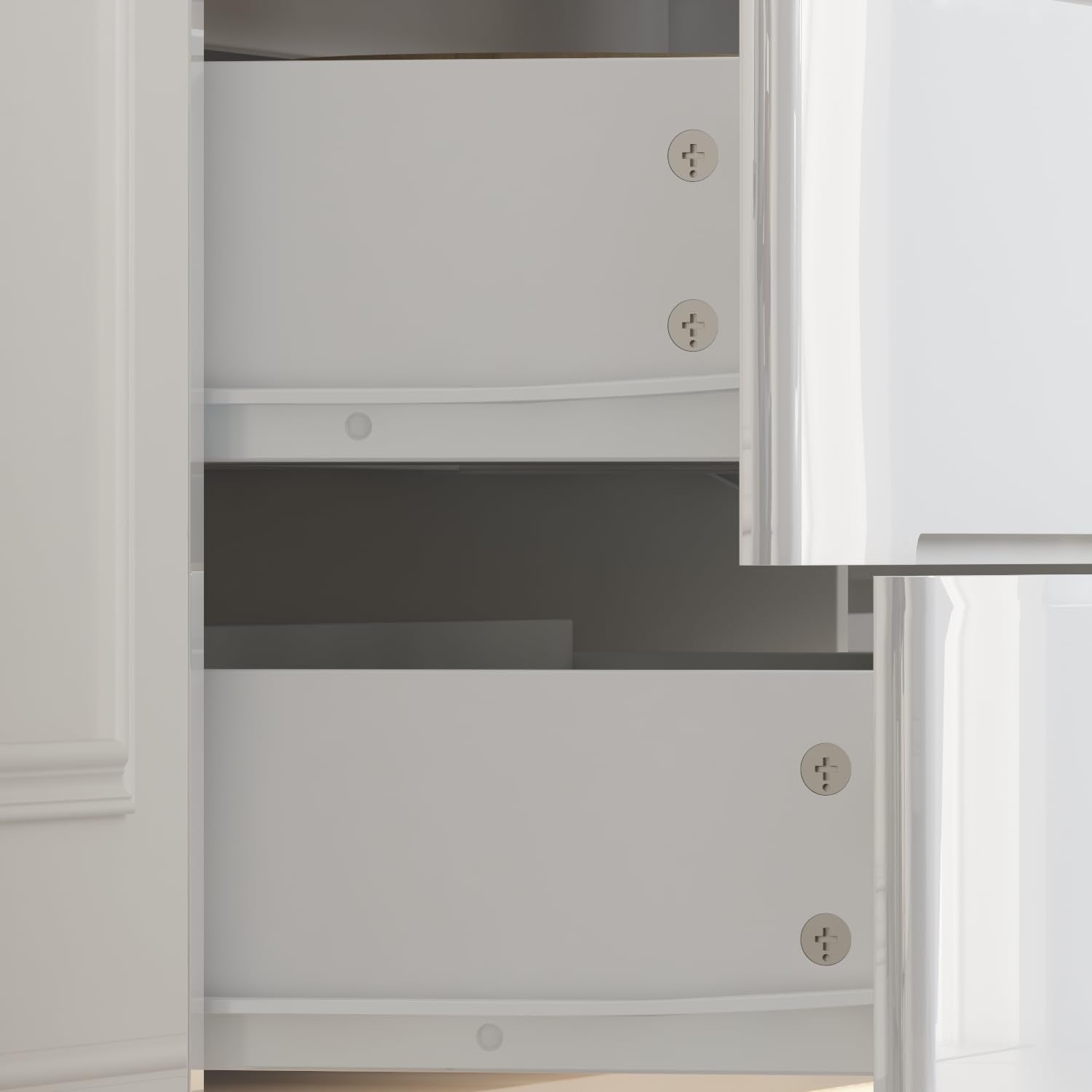 White Drawer Dresser with LED Light, Modern High Gloss Dresser with 8 Drawers, 63" Long Dresser Double Dresser Storage Chest of Drawer for Bedroom, Living Room, Entryway-3