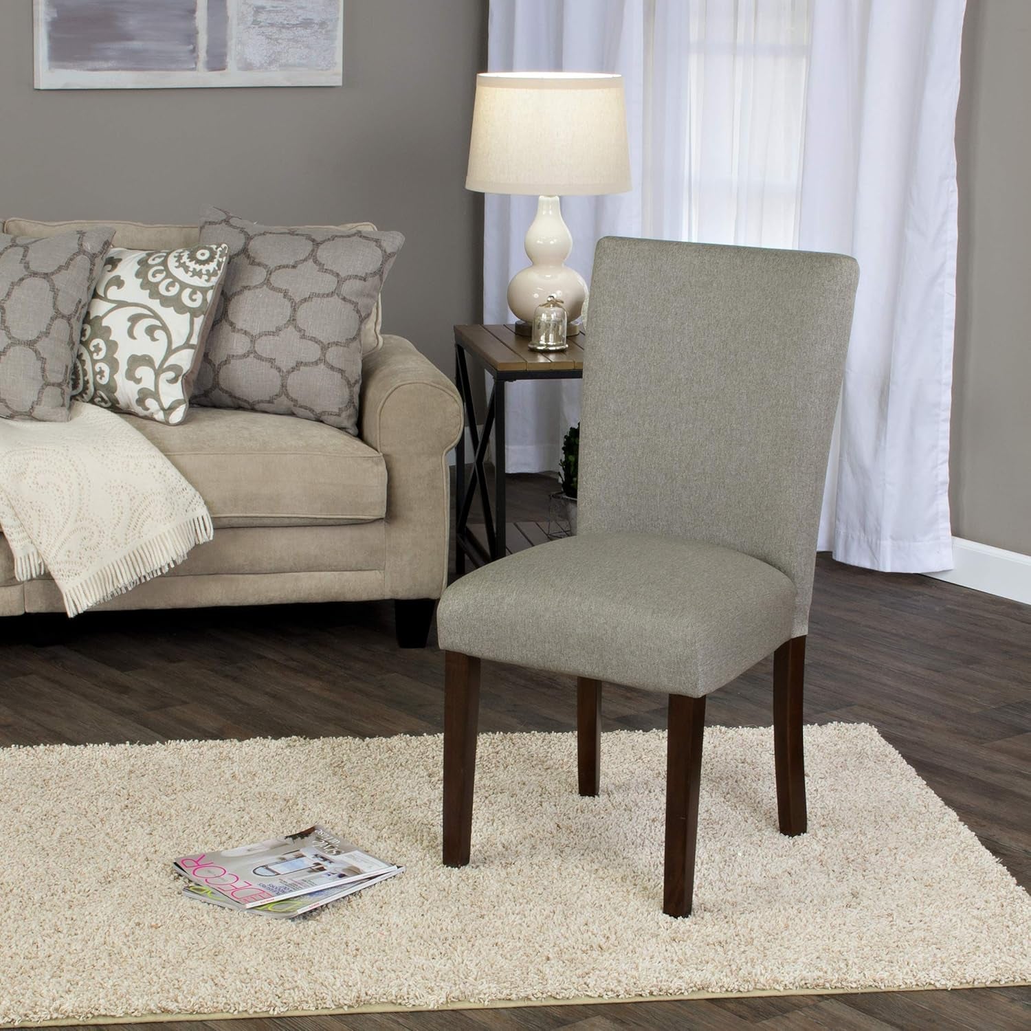 Parsons Classic Upholstered Accent Dining Chair, Single Pack, Gray-1