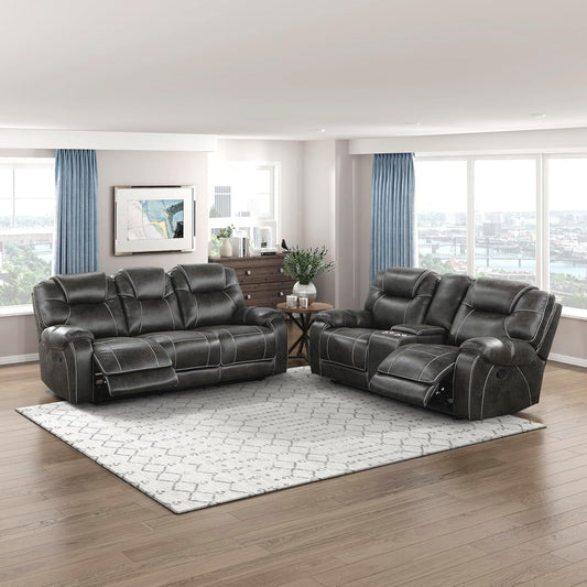 Recife 2-Piece Reclining Living Room Sofa Set, Chocolate-0