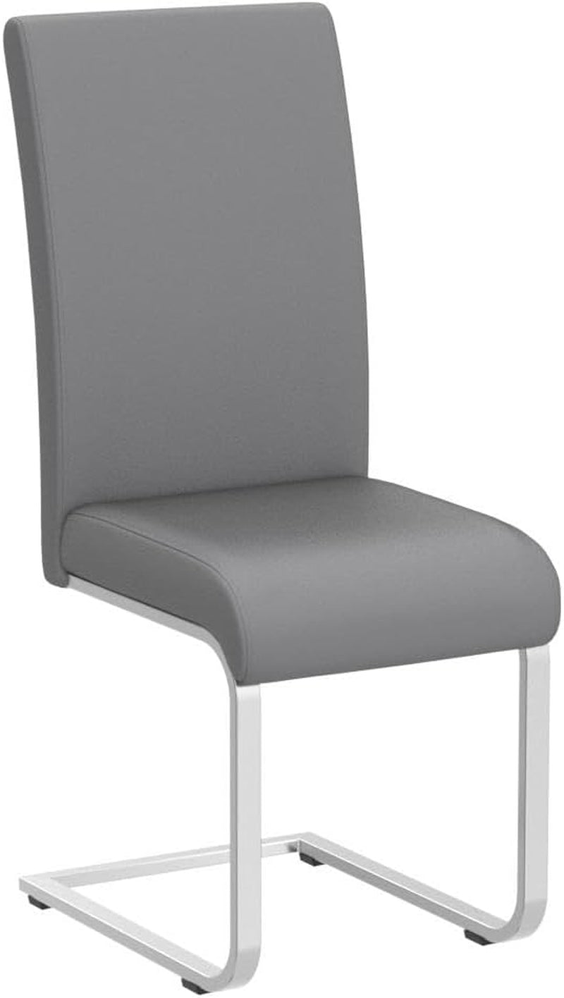 Dining Living Room Chairs High Back Pre Assembled Chairs with PU Leather Surface and Metal Legs for Kitchen Wedding Louge, Set of 2, Gray-3